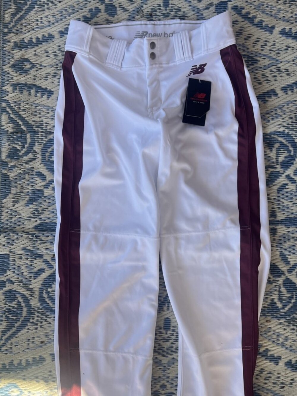 Balance Baseball Size Medium Men Stripes On Cuff Pants Open Maroon Side New - Picture 1 of 5